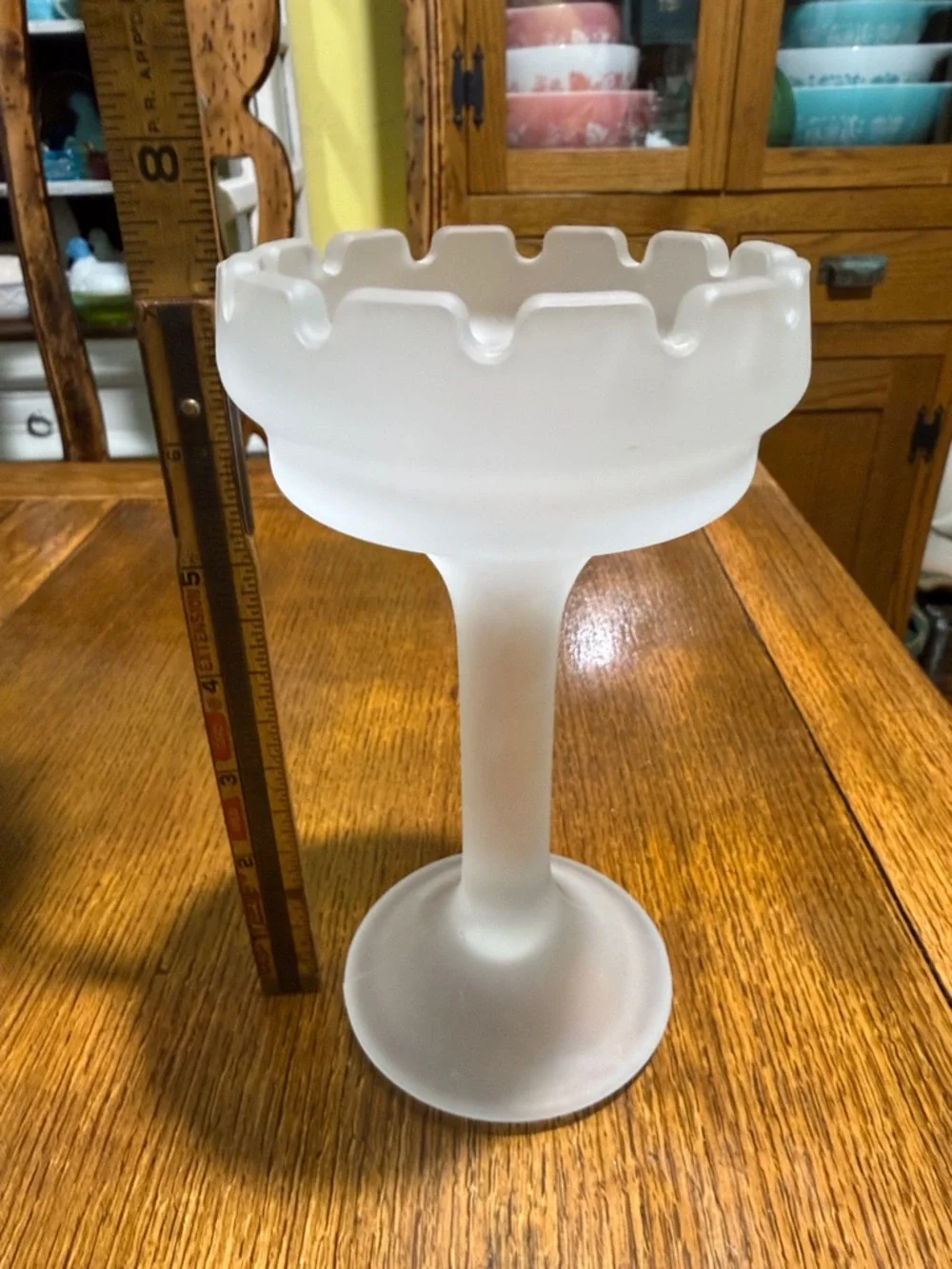 Frosted Glass partylite fairy Pilar candle holder pedestal - Picture 2 of 4